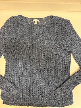 J Jill Women's Navy Blue Knit Crewneck Sweater